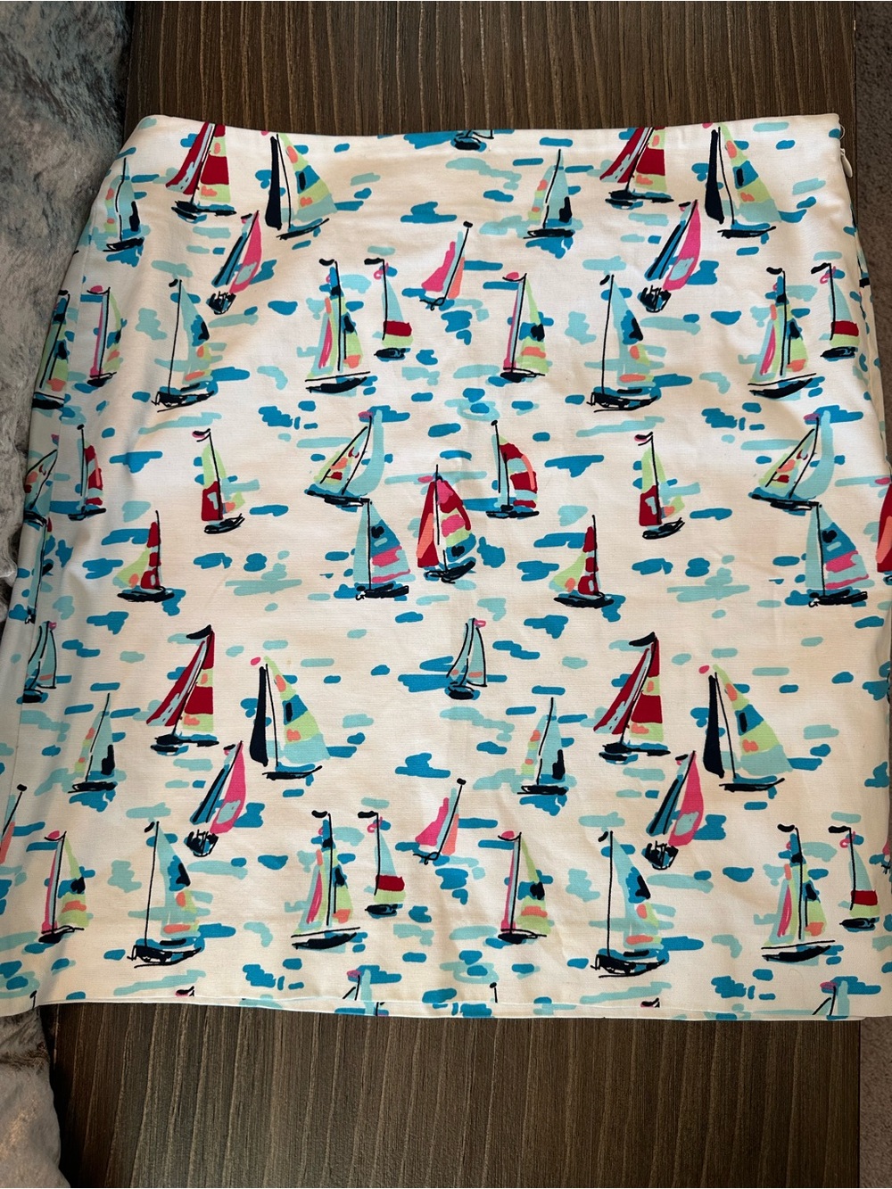Talbots White Mini Skirt with Colorful Sailboat Print